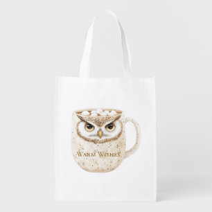 Warm Wishes Owl Cocoa Marshmallows Grocery Bag