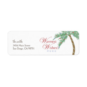 Warm Wishes Palm Tree Holiday Return Address Label