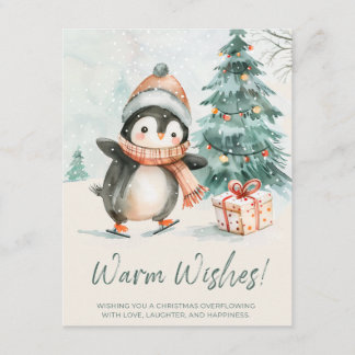 Warm Wishes Penguin Holiday Card