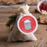 Warm Wishes Peppermint Hot Cocoa Mug Holiday Classic Round Sticker<br><div class="desc">Illustrated ceramic mug with hot cocoa and crushed peppermint with editable text.</div>