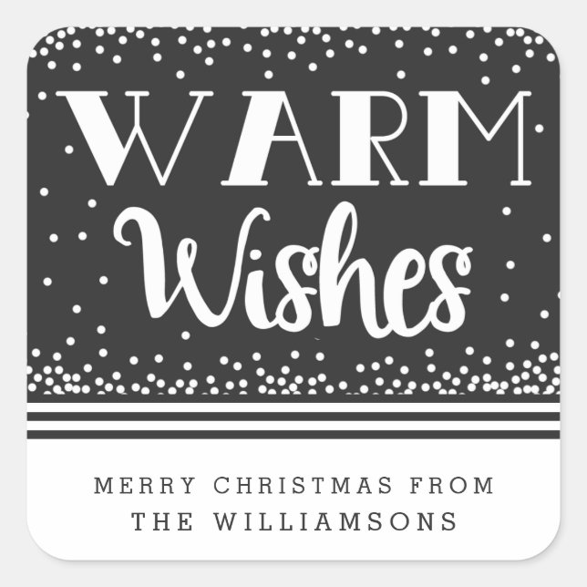Warm Wishes Personalized Holiday Stickers / Gray (Front)