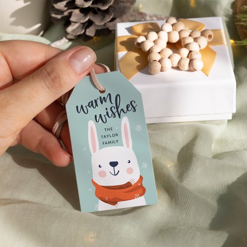 Warm Wishes  Personalized Winter Bunny Gift Tags