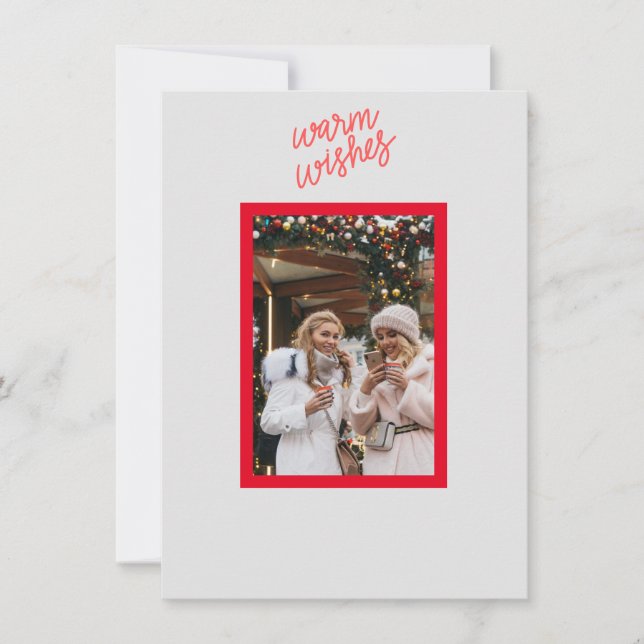 Warm Wishes Photo Card with Custom Rear Text (Front)