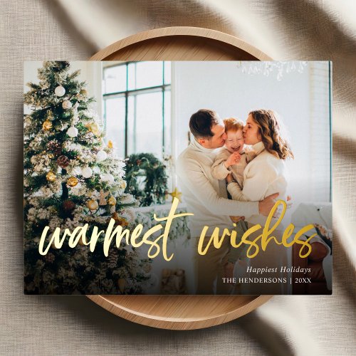 Warm Wishes Photo Christmas Foil Holiday Postcar