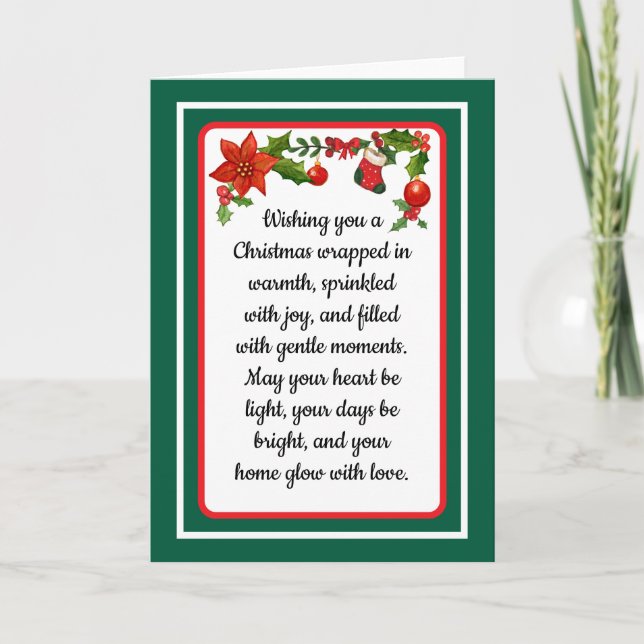 Warm wishes poinsettia christmas card (Front)
