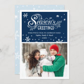 Warm Wishes Season's Greetings Typography Photo Holiday Card (Front/Back)