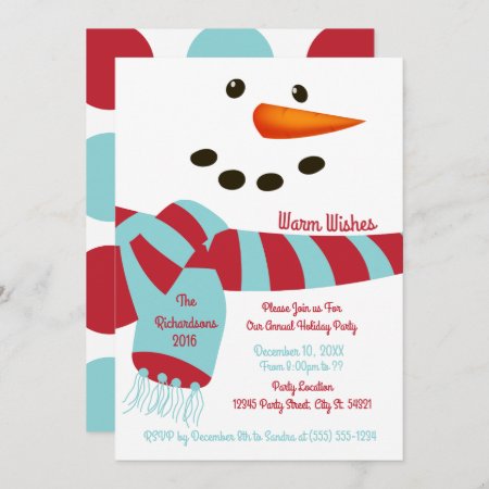 Warm Wishes, Snowman Holiday Party Invitations