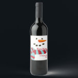 Warm Wishes, Snowman Holiday Wine Label<br><div class="desc">Warm Wishes, Snowman Holiday wine label. This fun and friendly Snowman face has carrot nose and coal eyes with a teal and red scarf. Add a custom touch to your holiday gifts of wine with this winter, snowman label. Coordinating holiday designs are available within our Warm Wishes, Snowman Holiday Collection...</div>
