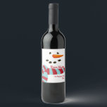 Warm Wishes, Snowman Holiday Wine Label<br><div class="desc">Warm Wishes, Snowman Holiday wine label. This fun and friendly Snowman face has carrot nose and coal eyes with a teal and red scarf. Add a custom touch to your holiday gifts of wine with this winter, snowman label. Coordinating holiday designs are available within our Warm Wishes, Snowman Holiday Collection...</div>