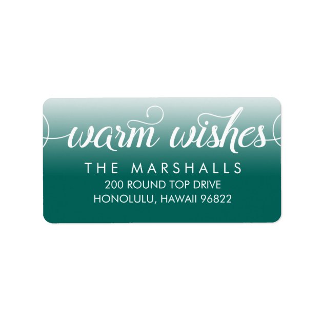 Warm Wishes Spruce Green Christmas Holiday Return Label