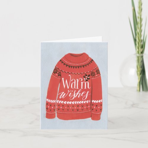 Warm Wishes Sweater Christmas Folded Greeting Card