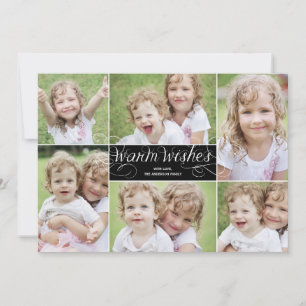 Warm Wishes Swirl Holiday Photo Card - Black