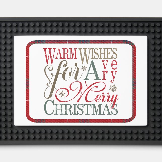 Warm Wishes Tartan Red/Green ID589 Bar Mat (Front (Close Up))