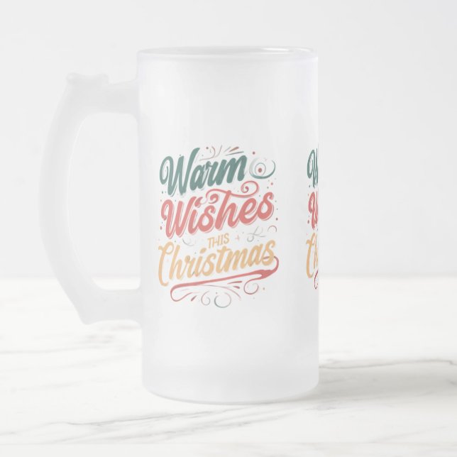 Warm Wishes This Christmas - Frosted Glass Mug (16 (Left)