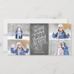 Warm Wishes This Holiday Hand Lettered 4-Photo