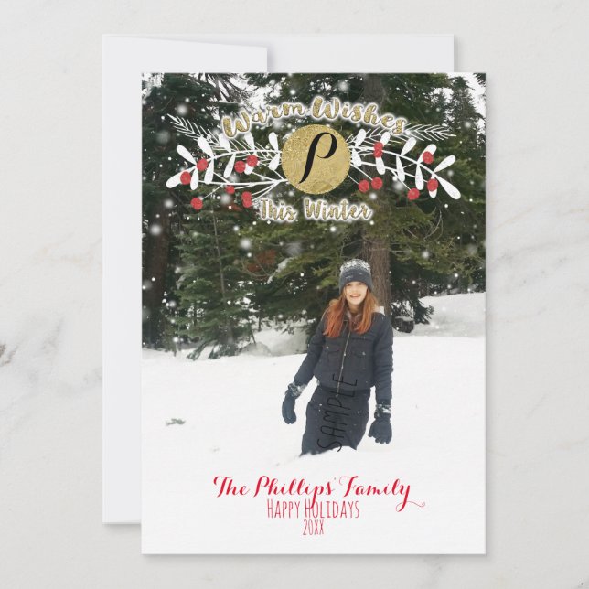 Warm Wishes This Winter Christmas Holiday Photo (Front)