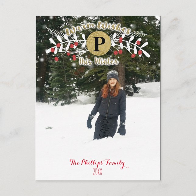 Warm Wishes This Winter Christmas Holiday Photo (Front)