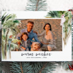 Warm Wishes | Tropical Beach Christmas Photo Holiday Card<br><div class="desc">Send your holiday greetings in style with this simple and sweet Christmas photo card. No matter what time of year, we can pretend we’re on a tropical island lush tropical greenery! Room for one more of your favorite photos and a custom message on the back. Add your custom wording to...</div>