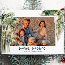 Warm Wishes | Tropical Beach Christmas Photo Holiday Card