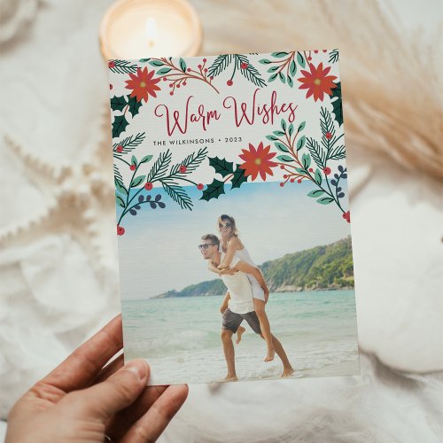 Warm Wishes  Tropical Christmas Photo Holiday Card