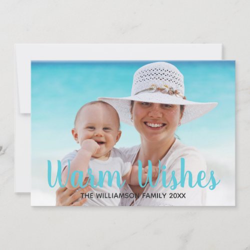 Warm Wishes Turquoise Beach Christmas Photo Card