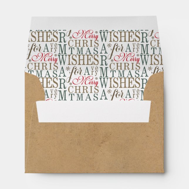 Warm Wishes Typography Kraft/Red/Green ID589 Envelope (Back (Bottom))