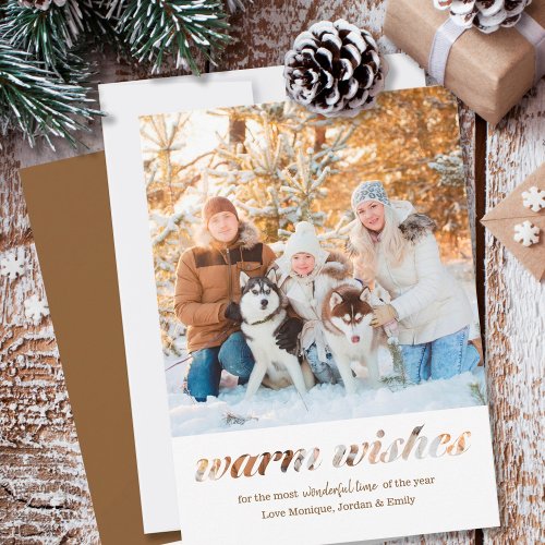 Warm Wishes Typography Montage Square Photo Holiday Card