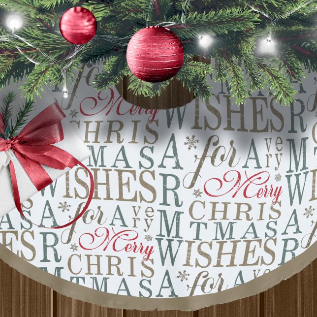 Warm Wishes Typography Red/Green ID589 Brushed Polyester Tree Skirt (Creator Uploaded)