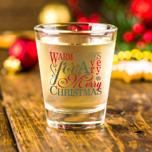 Warm Wishes Typography Red/Green ID589 Shot Glass
