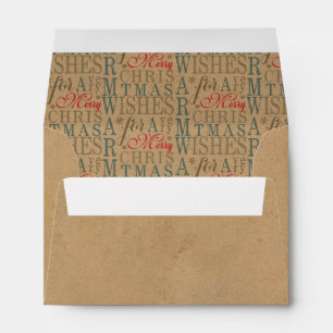 Warm Wishes Typography Red/Green/Kraft ID589 Envelope