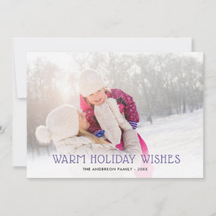 Warm Wishes   Ultra Violet 2 Photo Christmas Holiday Card