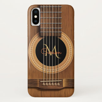 Warm Wood Acoustic Guitar iPhone X Case