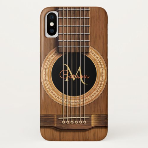 Warm Wood Acoustic Guitar iPhone X Case