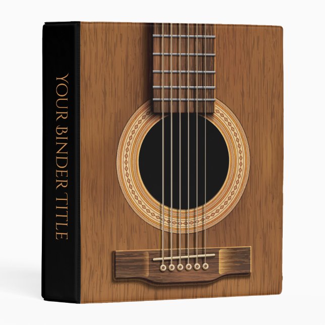 Warm Wood Acoustic Guitar Mini Binder (Front/Spine)