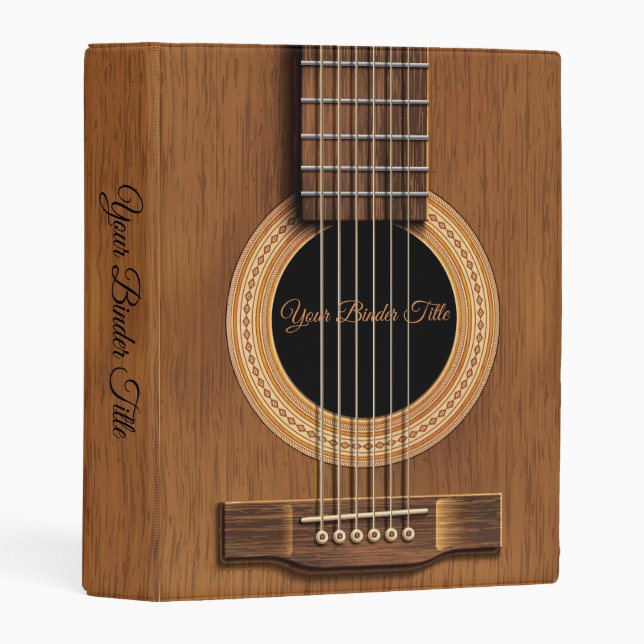 Warm Wood Acoustic Guitar Mini Binder (Front/Spine)