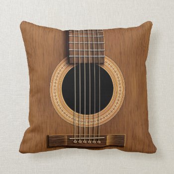 Warm Wood Acoustic Guitar Throw Pillow by UROCKDezineZone at Zazzle