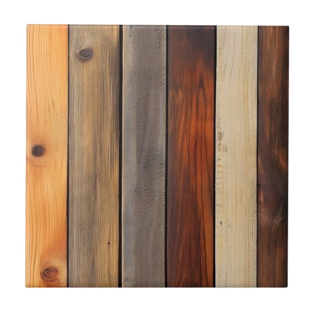 Warm Wooden Board Pattern Ceramic Tile (Front)