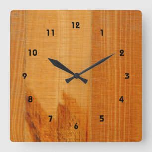 Warm Wooden Boards Square Wall Clock