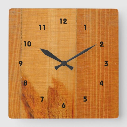 Warm Wooden Boards Square Wall Clock
