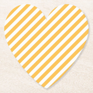 Warm Yellow and White Narrow Stripes Paper Coaster
