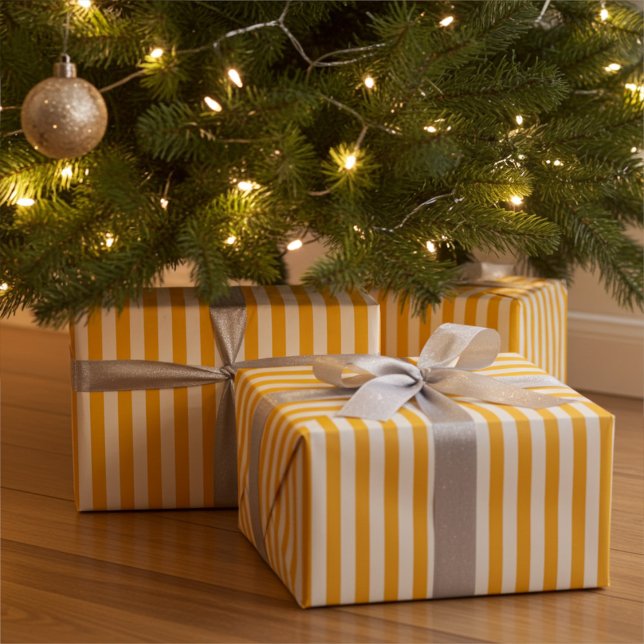 Warm Yellow and White Narrow Stripes Wrapping Paper Sheets (Creator Uploaded)