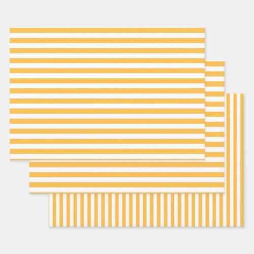 Warm Yellow and White Narrow Stripes Wrapping Paper Sheets