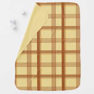 Warm Yellow Brown Plaid Aesthetic Baby Blanket