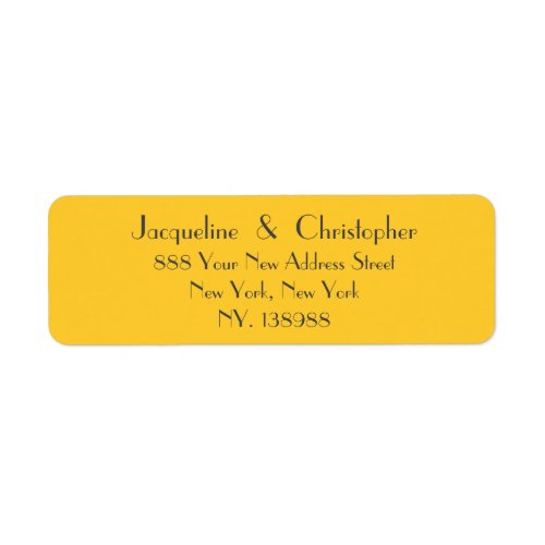 Warm yellow chic script wedding return address  label