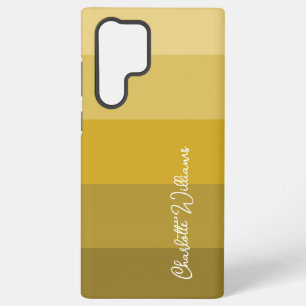 WARM YELLOW GOLD COLOR STRIPE LINE PATTERN NAME SAMSUNG GALAXY S22 ULTRA CASE