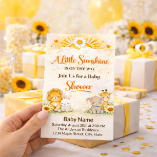 Warm Yellow Jungle Safari Animals Baby Shower Flyer