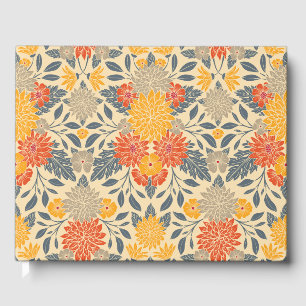 Warm Yellow, Orange & Blue Floral Guest Book