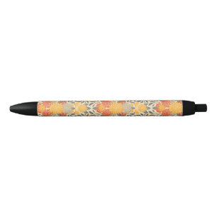 Warm Yellow, Orange & Blue Floral Pen