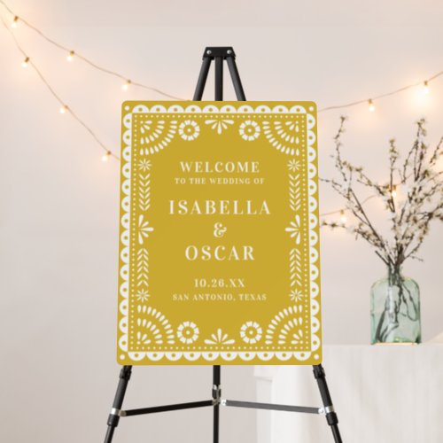 Warm Yellow Papel Picado Wedding Welcome Sign
