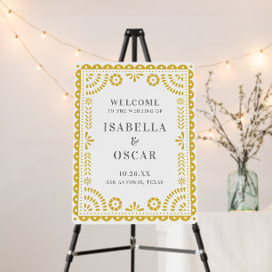 Warm Yellow Papel Picado Wedding Welcome Sign